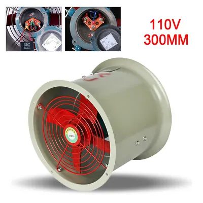 Buy 12  Pipe Spray Booth Paint Fumes Exhaust Fan Explosion-proof Axial Fan Cylinder • 93.01$