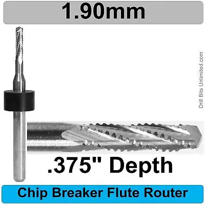 Buy 1.9mm .075  Chip Breaker Router Bit ONE Piece Carbide 1/8  Shank  R164 • 5.50$
