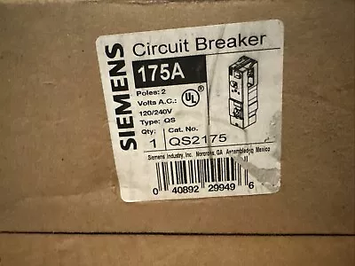 Buy Siemens QS2175 175 Amp 2 Pole 120 Volts Circuit Breaker • 45.40$