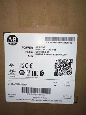 Buy NEW Allen-Bradley 25B-V4P8N104 PowerFlex 525 AC Drive 0.75kW • 353.43$