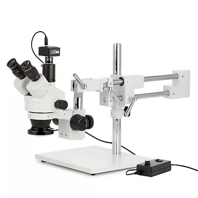 Buy 3.5X-180X Simul-Focal Stereo Zoom Microscope + Dual Arm Boom Stand + Ring Light • 928.99$