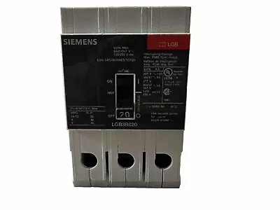 Buy LGB3B020 Siemens 20 Amp 480V 3 Pole  Circuit Breaker LGB3B020B New Take Out • 115$