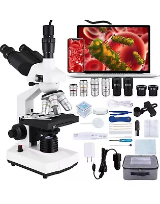 Buy Trinocular Microscope, 40X-5000X Magnification, Research Grade Trinocular Compou • 230$