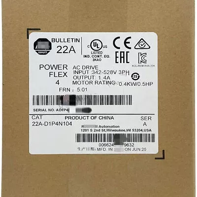 Buy Allen Bradley 22A-D1P4N104 PowerFlex 4 0.4 KW 0.5 HP AC Drive • 344.26$