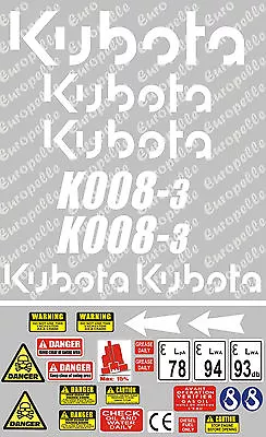 Buy Decal Sticker Set For: KUBOTA K008-3. Mini Digger / Pelle / Autocollant K008 • 44.97$