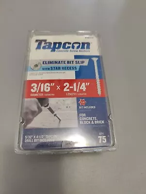 Buy TapCon 3/16  X 2-1/4  White Star Flat-Head Concrete Screws 75-pack • 14.99$