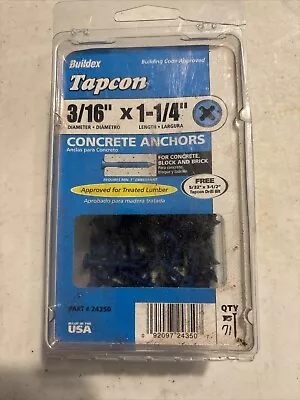 Buy TAPCON 3/16  X 1-1/4  Phillips Head Concrete Anchor Screws #24350 71 Pack Open P • 11.95$