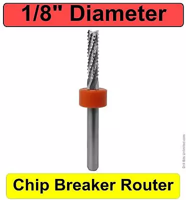 Buy 1/8  Diameter Chip Breaker Router Bit Solid Carbide ONE Piece 1/8  Shank R172 • 6.29$