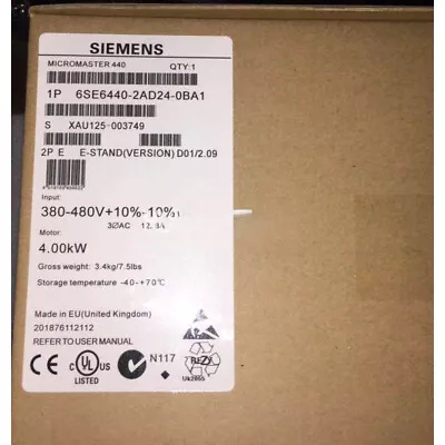 Buy New Siemens MICROMASTER440 With Filter 6SE6440-2AD24-0BA1 6SE6 440-2AD24-0BA1 • 645.69$