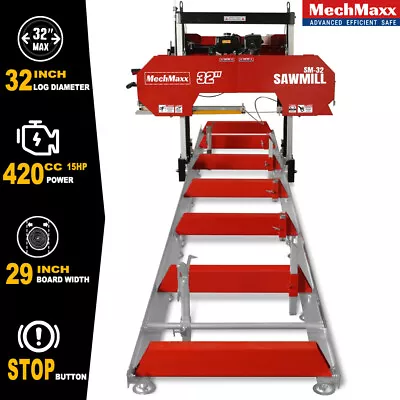 Buy MechMaxx 32'' Portable Sawmill,420cc 15HP Gasoline Engine,29  Board Width SM-32 • 3,499$