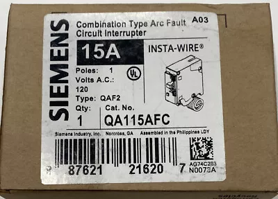 Buy Siemens Q115AFC 15A Dual Function Circuit Breaker BRAND NEW IN BOX • 35$