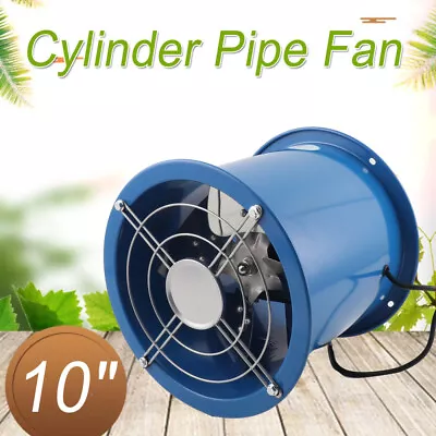 Buy 10inch Ventilation Axial Fan Cylinder Pipe Spray Booth Paint Fumes Exhaust Fan • 75.20$
