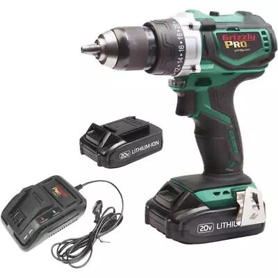 Buy Grizzly PRO T30290X2 20V Hammer Drill Kit With 2 Li-Ion Batteries & Charger • 247.95$