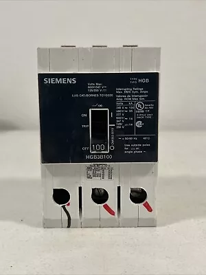 Buy Siemens 100 Amp Bolt On Circuit Breaker 600vac 3 Pole  Hgb3b100b Missing Lug • 129.95$