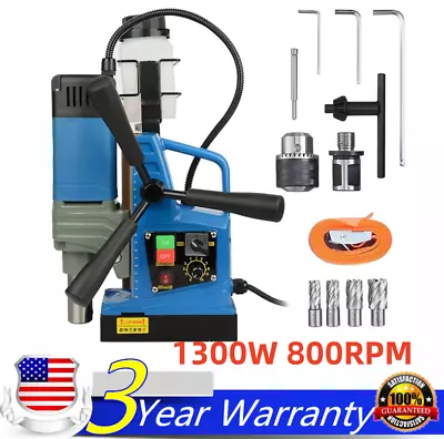 Buy 1300W Magnetic Drill Press 800RPM 2922lbf/13000N Mag Force Drilling Machine USA  • 260.25$