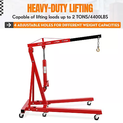 Buy 2 Ton 4000LBS Engine Hoist Hydraulic Cherry Picker Shop Crane Load Lift Tool Red • 219.99$