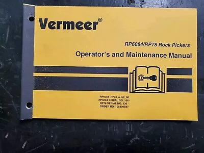 Buy Vermeer RP6084/RP78 Rock Pickers Operator's And Maintenance Manual 2000 • 28.95$