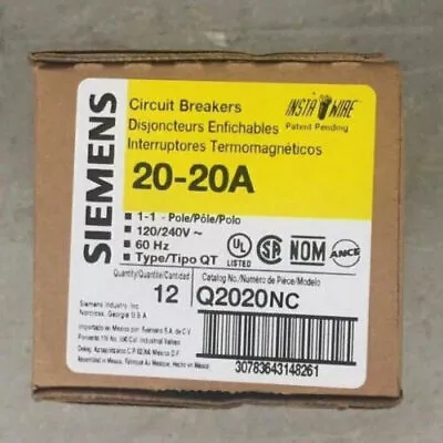 Buy Q2020NC (Box Of 12, No Clip) - Siemens 20 Amp Tandem Breaker • 161.99$