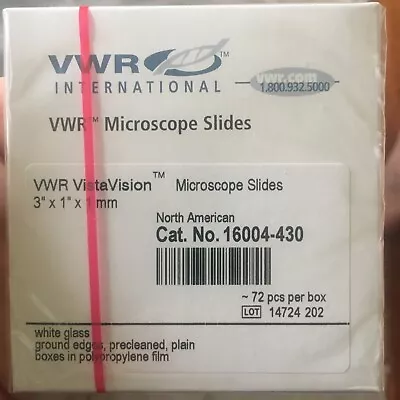 Buy 20 Boxes New VWR Microscope Slides VistaVision 3”x1”x1mm 72/box Cat. 16004-430 • 150$