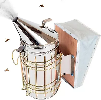 Buy Bee Hive Smoker With Heat Shield Calming Beekeeping Equipment Stainless Steel • 21.20$