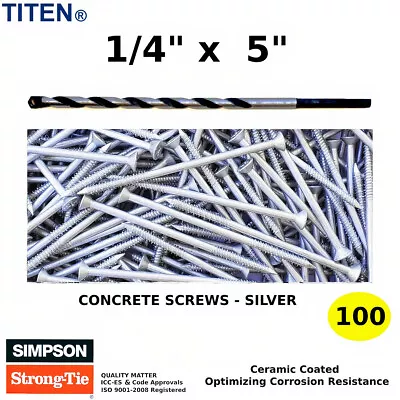 Buy Concrete Screws 1/4  X 5  PF Silver Masonry Brick Block Wall Tapcon Anchor 100 • 44$
