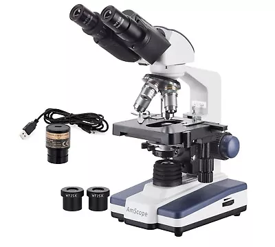Buy AmScope 40X-2500X LED Digital Binocular Compound Microscope,3D Stage, 5MP Camera • 341.99$