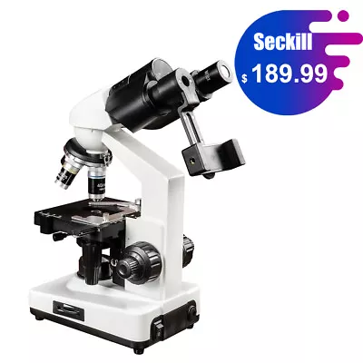 Buy SVBONY 40-2500X Binocular Lab Compound Microscope With 3D Mechanical Stage LED • 189.99$