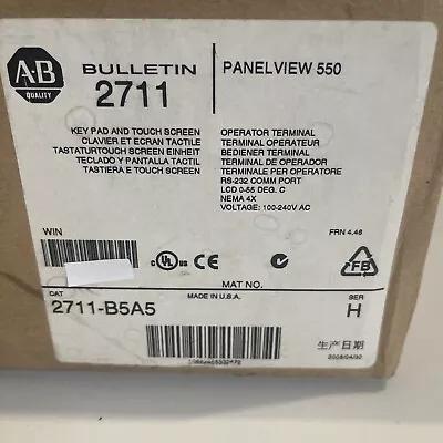 Buy 1PC NEW IN BOX Allen Bradley 2711-B5A5 PanelView 550  FREE SHIP US • 2,340$