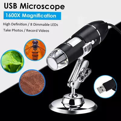 Buy 1600X USB Digital Microscope 1080P Desktop Handheld Industrial Magnifier T6G6 • 15.33$