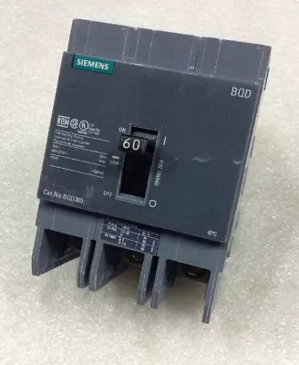Buy Bqd360 Siemens Circuit Breaker Bolt-on 3 Pole 60 Amp 480y/277 Vac New • 220.80$