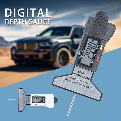 Buy Digital Depth Gauge Caliper Measure Tire Depth LCD Stainless Steel Ruler 0-25mm  • 12.87$