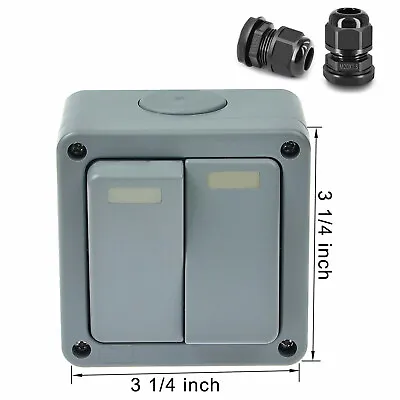 Buy Outdoor Garden Light Dual Switch 2 Gang 2 Way 10A 125VAC Waterproof Weatherproof • 9.99$