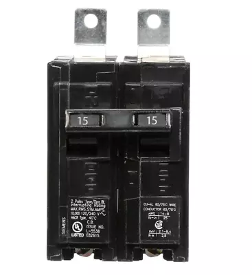 Buy Siemens 15A Circuit Breaker 2 Pole 120/240V L-5538 (10C), Siemens 15A Dual Pole • 14.95$