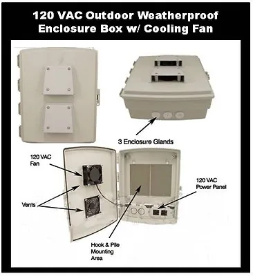 Buy Outdoor Weatherproof Enclosure With Cooling Fan + 120 VAC Outlet Cabinet Box 110 • 329.99$