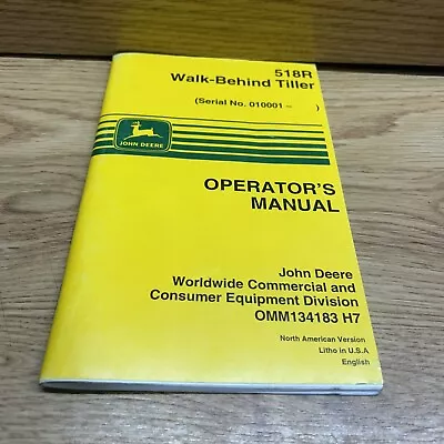 Buy John Deere 518R Walk-Behind Tiller S/N 10,001- Owner's Operator's Manual Small • 17.99$