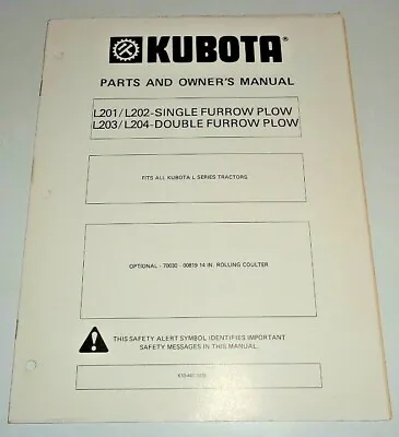 Buy Kubota L201 L202 L203 L204 Plow Operators Owners & Parts Manual Original! • 6$