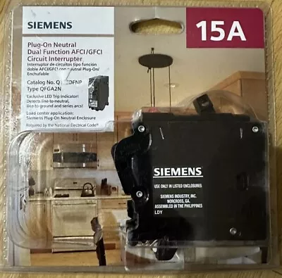 Buy Siemens Q115DFNP Dual Function (AFCI & GFCI) Circuit Breakers 15A Amps • 33.99$