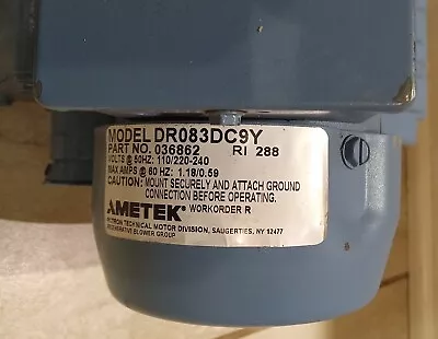 Buy Ametek DR083DC9Y Regenerative Blower, Single Phase, 3450 Rpm 1/10 Hp, New . • 350$