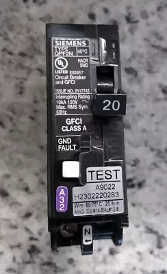 Buy Siemens QF120AN 20A Plug-On Neutral GFCI Circuit Breaker • 37.99$